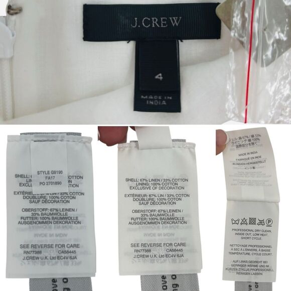 J. Crew Hand 3D Bead Embellished Peplum Babydoll Top Linen Sz.4 NWT - Picture 4 of 7